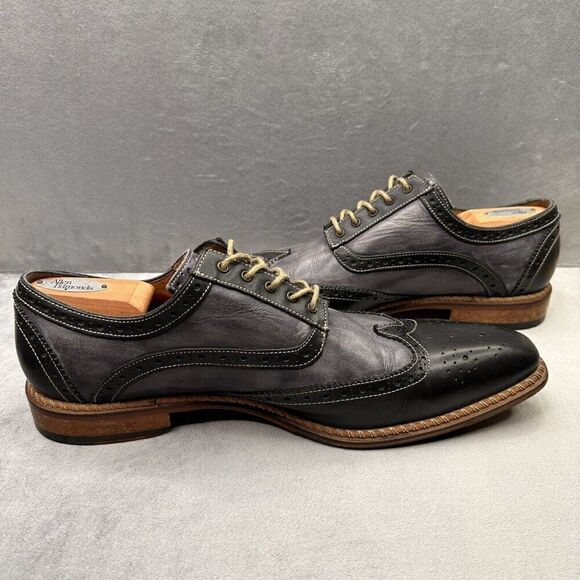Jose Real Florence Mens Size 46 (US 13) Wingtip Oxford Jet Black Charcoal Veloce - Picture 5 of 10